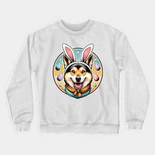 Swedish Vallhund Celebrates Easter with Bunny Ears Crewneck Sweatshirt